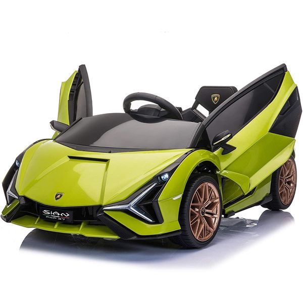 TOBBI Carrinho, Carro Elétrico Lamborghini, 1 lugar, 12V, c, controle remoto, USB MP3, 5 km, h, 2 a 6 anos, Verde