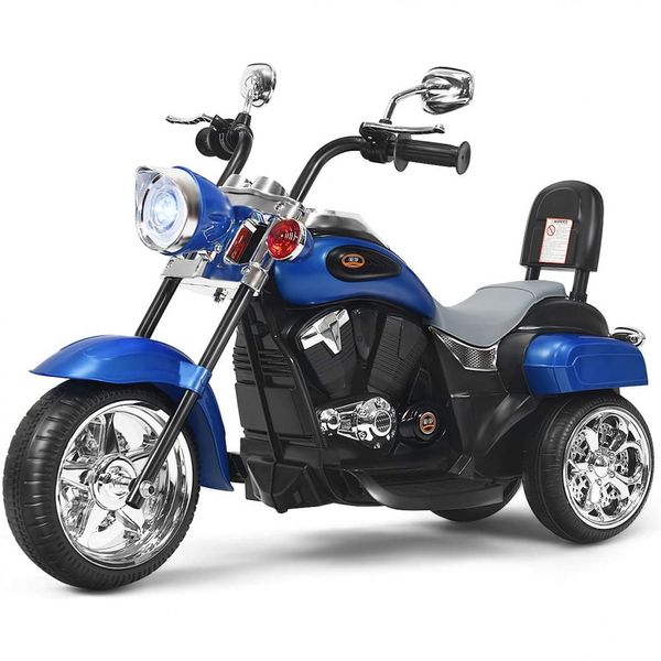 Costzon Moto Elétrica Infantil 6V Recarregável com Sons e Luzes, Azul, 3 anos