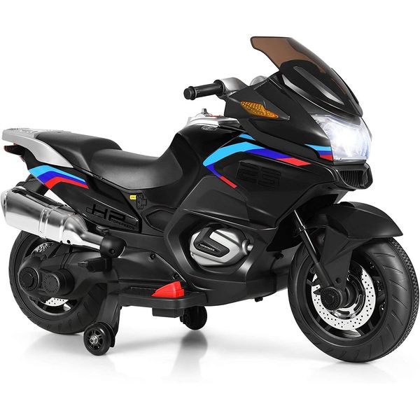 Costzon Moto Elétrica Infantil 12V Recarregável com Música e Luzes, até 6 km, h, Preta, 3