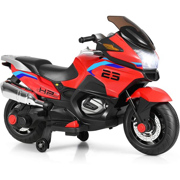Costzon Moto Elétrica Infantil 12V Recarregável com Música e Luzes, até 6 km, h, Vermelha, 3
