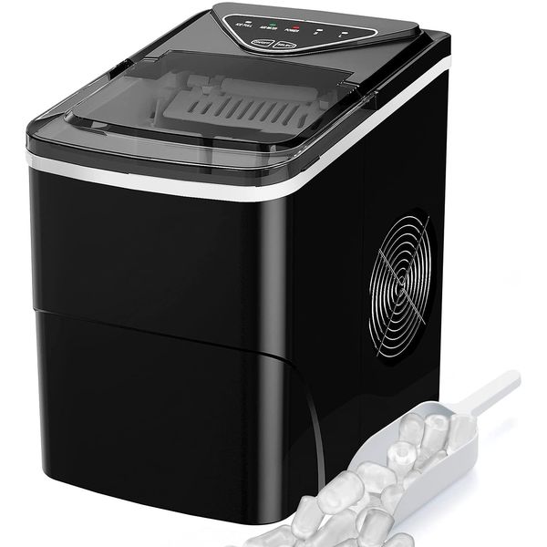 FZF Máquina de Gelo Automática Portátil, Produz 11 kg em 24h, 110V, Preta
