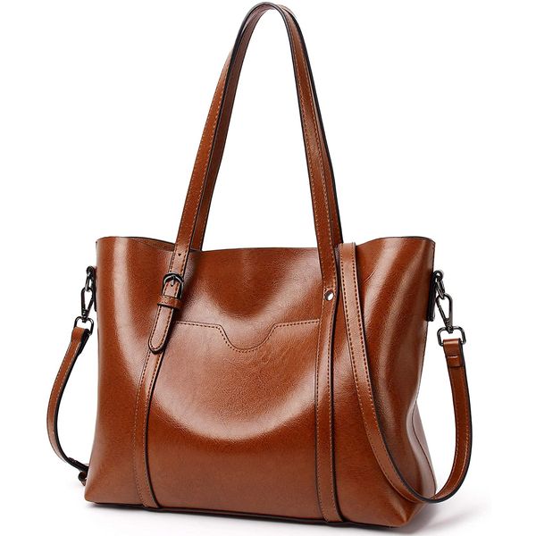 JBTFFLY Bolsa Feminina de Ombro, Couro Sintético, Marrom