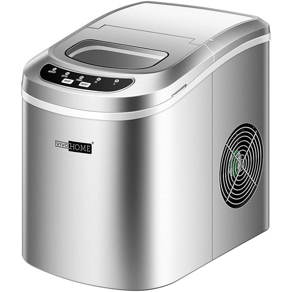 VIVOHOME Máquina de Gelo Automática Portátil até 11 kg de Gelo em 24h, 110V, Prata
