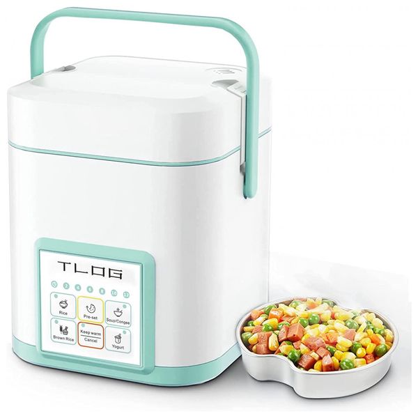 Mini Panela de Arroz Elétrica Multifuncional 1,2L, Aço Inoxidável, 700W, 110v, TLOG ARC 150, Branco