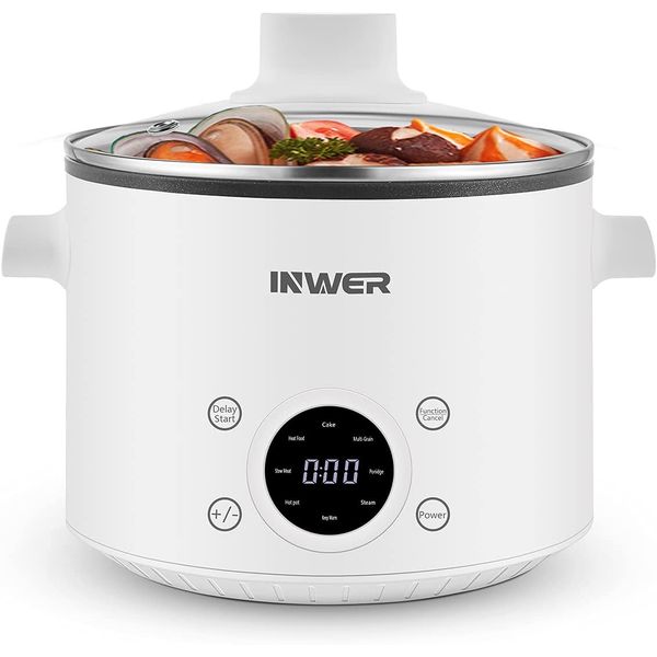 INWER Panela Elétrica 1.6L Multifuncional, Aço Inoxidável, 110V, Branco