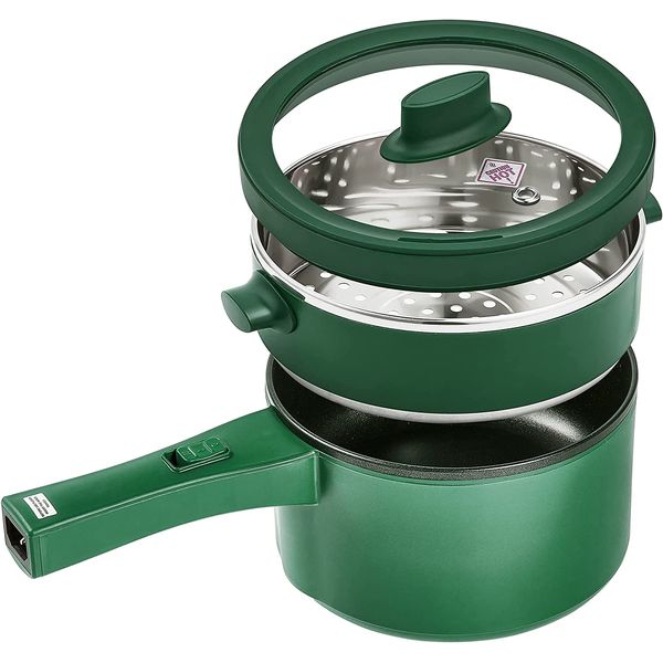 EKNOSRI Panela Elétrica 1.5L Multifuncional, Aço Inoxidável, 110V, Verde