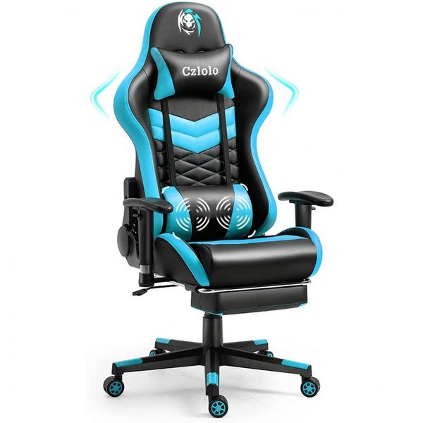 Czlolo Cadeira de Escritório Gamer Reclinável e Ergonômica com Apoio de Braço Ajustável, Azul