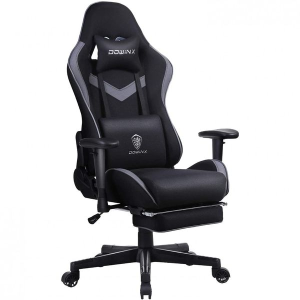 Dowinx Cadeira de Escritório Gamer Reclinável e Ergonômica com Apoio de Braço Ajustável, Cinza