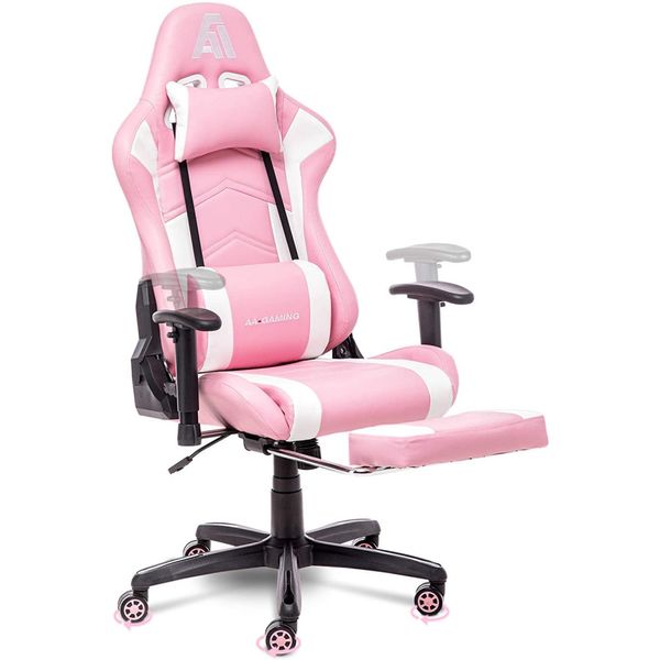 AA Cadeira de Escritório Gamer Reclinável e Ergonômica com Apoio de Braço Ajustável, Rosa