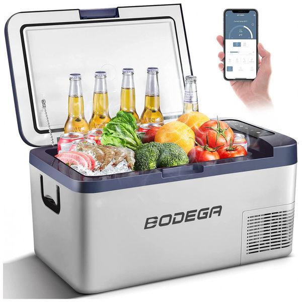 BODEGA Geladeira, Cooler Portátil Automotivo 25L, c, Controle de Temperatura, 45W, 12V, Branco
