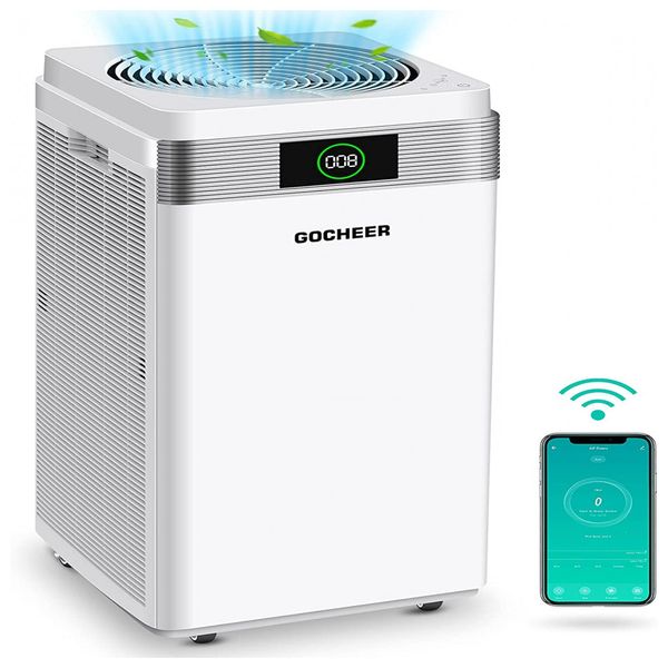Purificador de Ar 4 em 1 Automático com Filtro HEPA H13, Área 232 m2, 110v, GOCHEER GH Monster, Branco