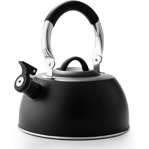 Towa Chaleira de Chá 2.8L, com Apito, Aço Inoxidável, Preto