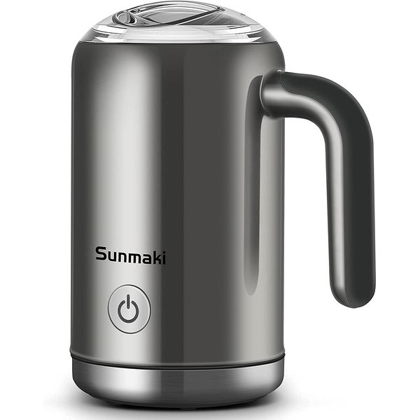 Sunmaki Espumador Elétrico de Leite 350 mL, Aço Inoxidável, 120V, Cinza