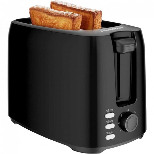 BonsenkitchenTorradeira Elétrica de 2 Fatias, Aço Inoxidável, 750W, 110V, Preta