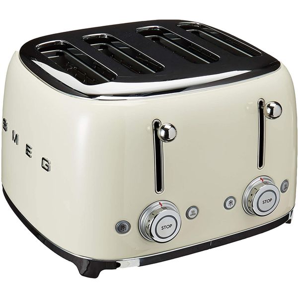 Smeg TSF03 Torradeira Elétrica de 4 Fatias, Aço Inoxidável, 1800W, 110V, Branca