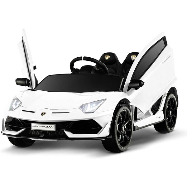 Uenjoy Carro, Carrinho Elétrico para Crianças 12V com Controle Remoto e Luzes, Branco