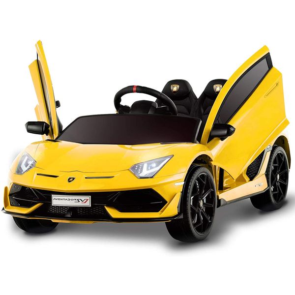 Uenjoy Carro, Carrinho Elétrico para Crianças Recarregável 12V com Controle Remoto e Luzes, Amarelo