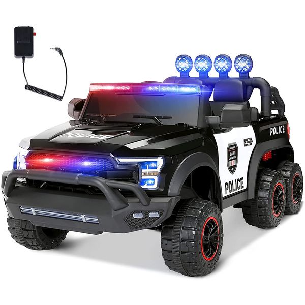 JOYLDIAS Carro, Carrinho Elétrico para Crianças, 2 Assentos com Controle Remoto 2.4G, Policial