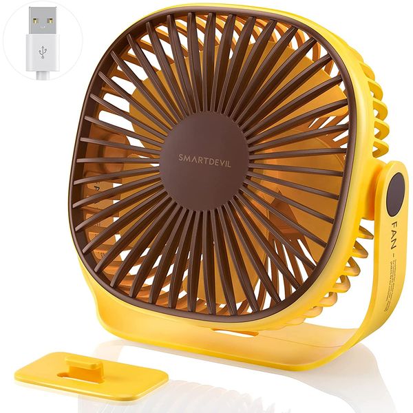 SmartDevil Ventilador de Mesa com 3 Velocidades com Direção Ajustável e Silencioso, 110V, Amarelo