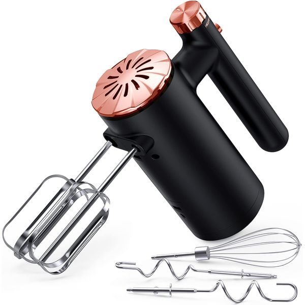 Hand Mixer Bateira de Mão com 5 Velocidades e Acessórios em Aço Inoxidável, 110V 500W, Preto