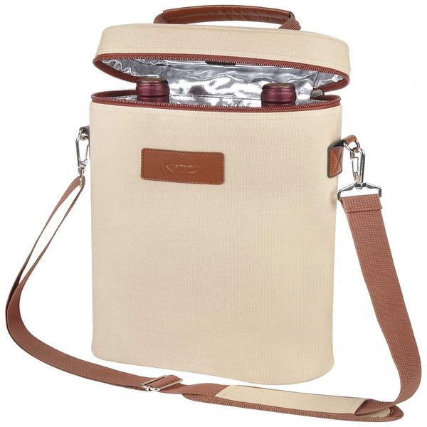 Tirrinia Bolsa Térmica Para Transporte de Vinhos até 2 Garrafas com Alça Ajustável, Azul Jeans