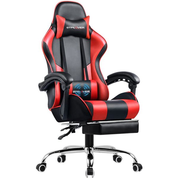GTPLAYER Cadeira de Escritório Gamer Reclinável e Ergonômica com Apoio para Lombar, Vermelha