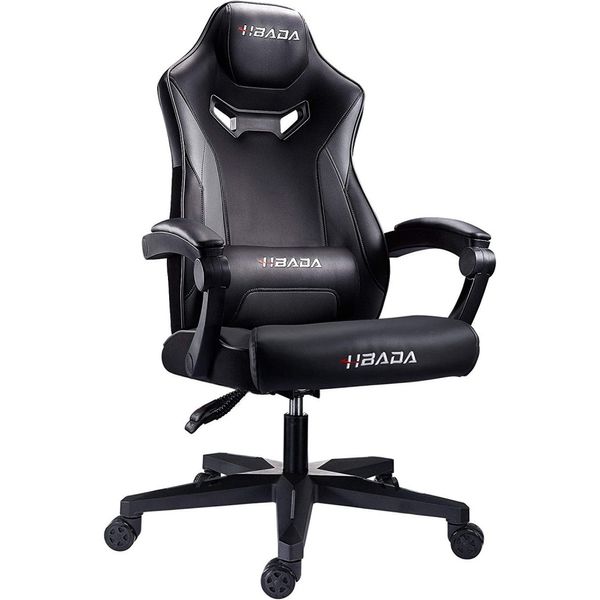 Hbada Cadeira de Escritório Gamer Reclinável e Ergonômica com Apoio para Lombar, Cinza