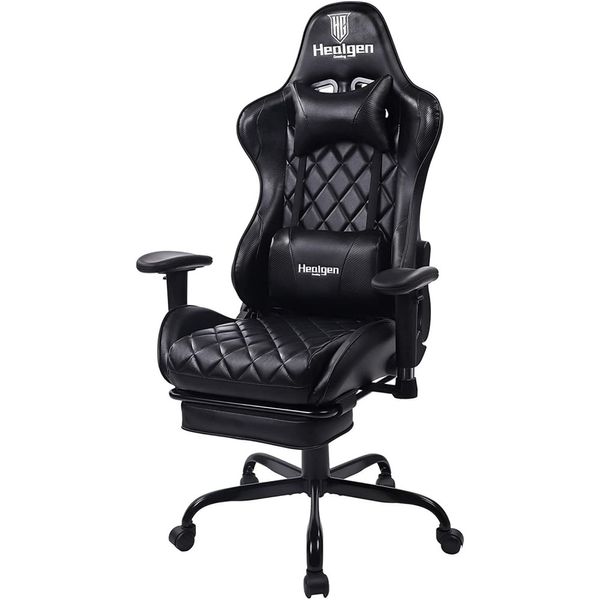 HEALGEN Cadeira de Escritório Gamer Reclinável e Ergonômica com Apoio para Lombar, Preta