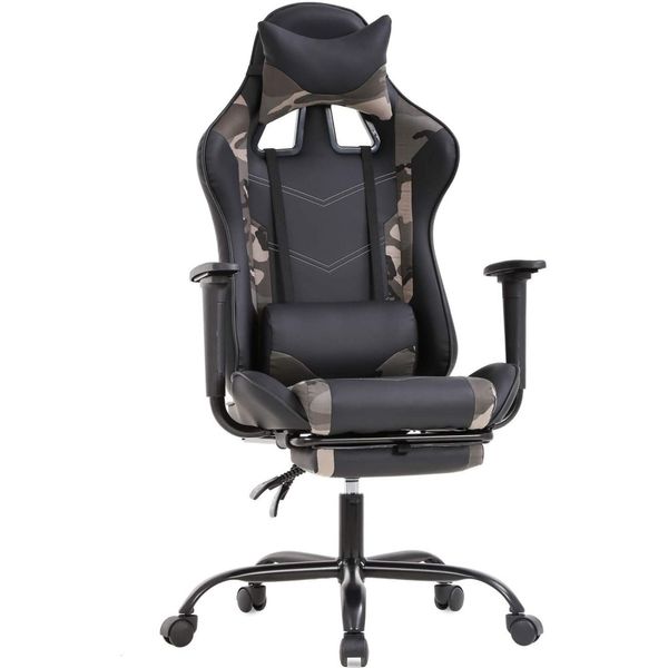 BestOffice Cadeira de Escritório Gamer Reclinável e Ergonômica com Apoio para Lombar, Verde Camuflada