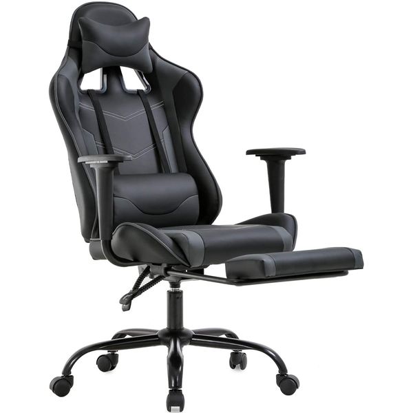 BestOffice Cadeira de Escritório Gamer Reclinável e Ergonômica com Apoio para Lombar, Preta