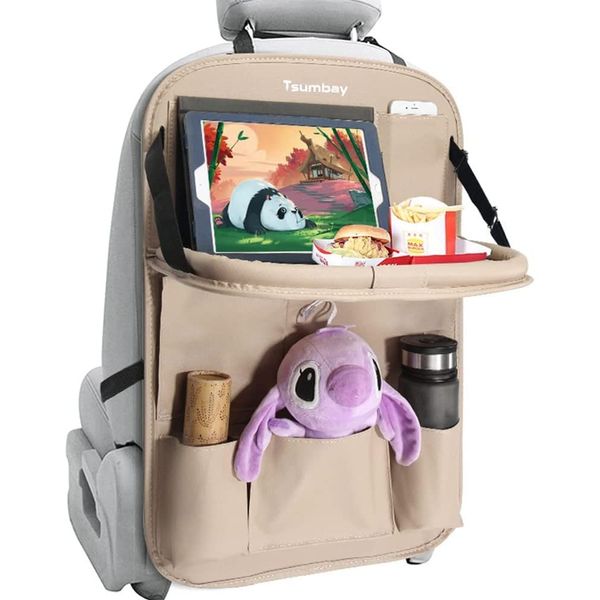 Tsumbay Orgnizador Veicular para Banco Traseiro com Suporte para Tablet, 1 Un, Bege