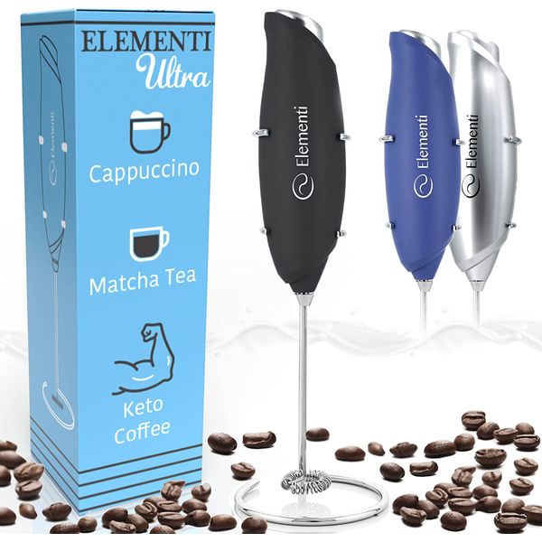 Elementi Mixer Espumador de Leite á Bateria, Aço Inoxidável, Preto