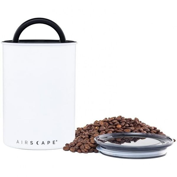 Airscape Pote Hermético para Café 500g, Aço Inoxidável, Branco