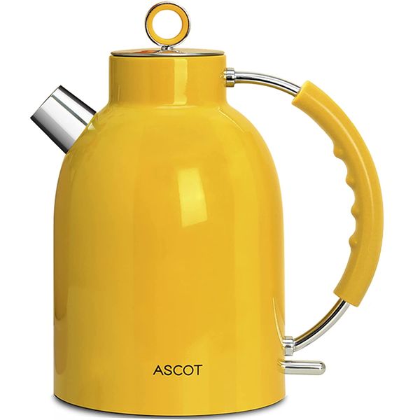 ASCOT Chaleira Elétrica 1.7L, Aço Inoxidável, 1500W, 110V, Amarelo