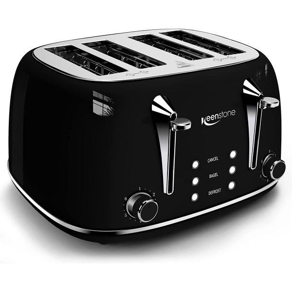 Keenstone Torradeira Elétrica 4 Fatias, 6 Níveis de Tostagem, Aço Inoxidável, 110V, 1500W, Creme