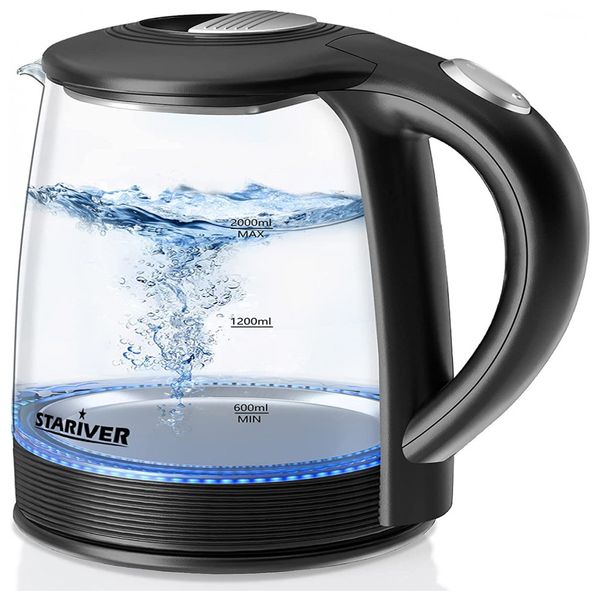 Stariver Chaleira Elétrica 2L, Aço Inoxidável, Desligamento Automático, 110V, Marrom