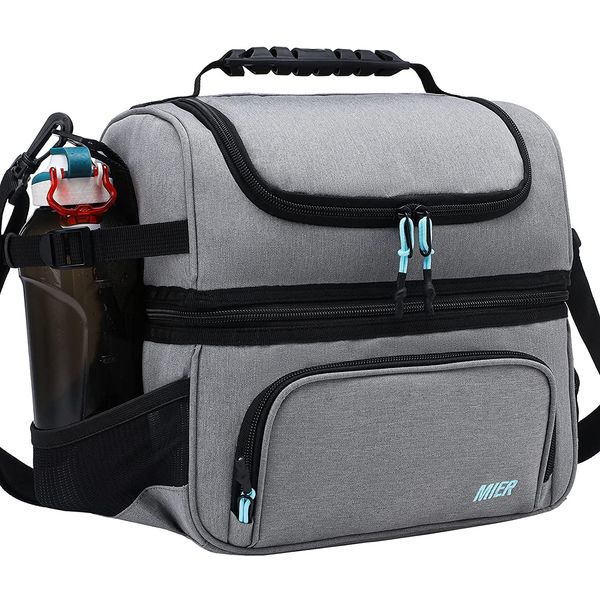 MIER Bolsa Térmica Portátil 15L, Mantém Quente, Frio Por até 5H, Cinza