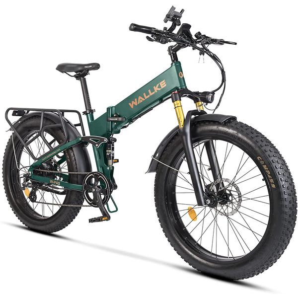 W Wallke Bicicleta Elétrica Motorizada 8 Velocidades e 3 Modos, 750W, Verde