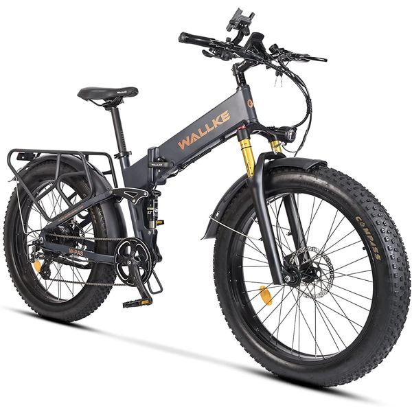 W Wallke Bicicleta Elétrica Motorizada 8 Velocidades e 3 Modos, 750W, Cinza