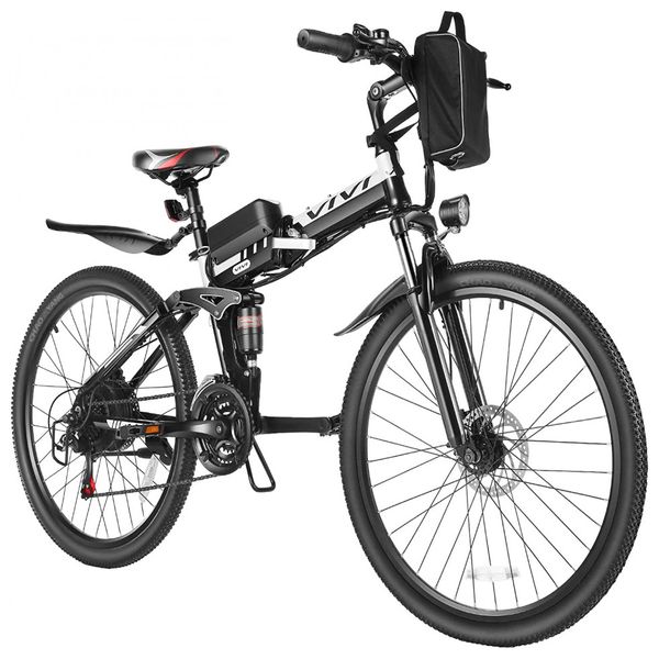 VIVI Bicicleta Elétrica Motorizada 21 Velocidades e 3 Modos, 350W, Preta. Branca