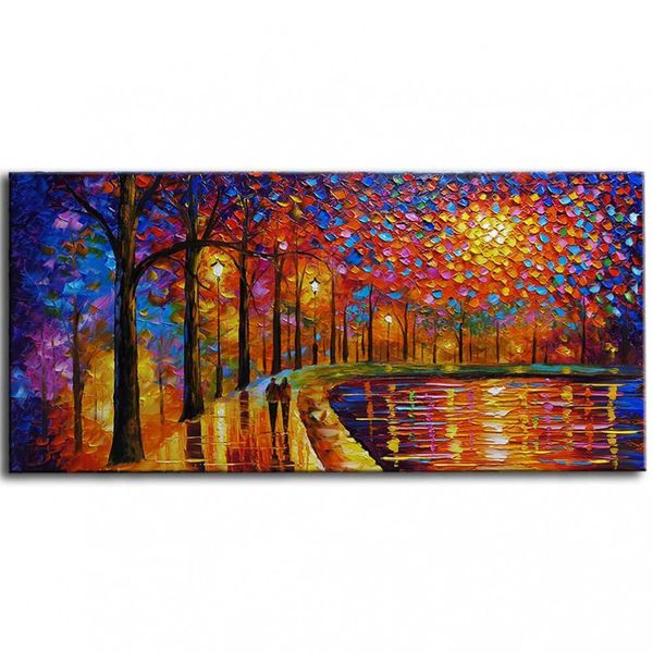 Tyed Art Quadro Decorativo Pintado à Mão Contemporânea Impressionista 60 x 120cm