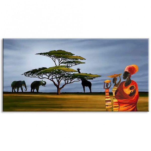 SZ HD Painting Quadro Decorativo Savana Pintado à Mão Contemporâneo 40 x