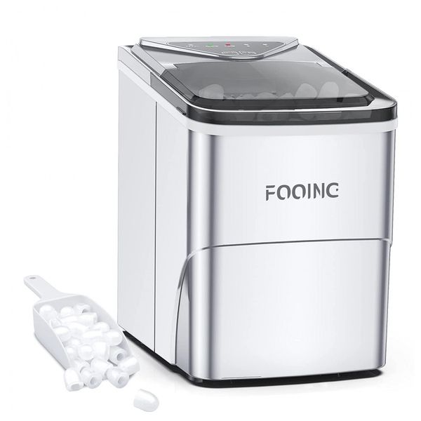 FOOING Máquina de Gelo Automática Portátil até 12kg, 24H, 110V, Preto