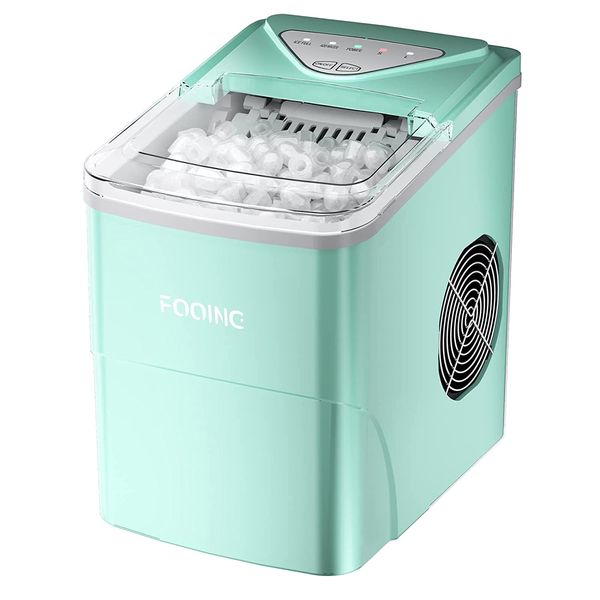 FOOING Máquina de Gelo Automática Portátil até 12kg, 24H, 110V, Verde