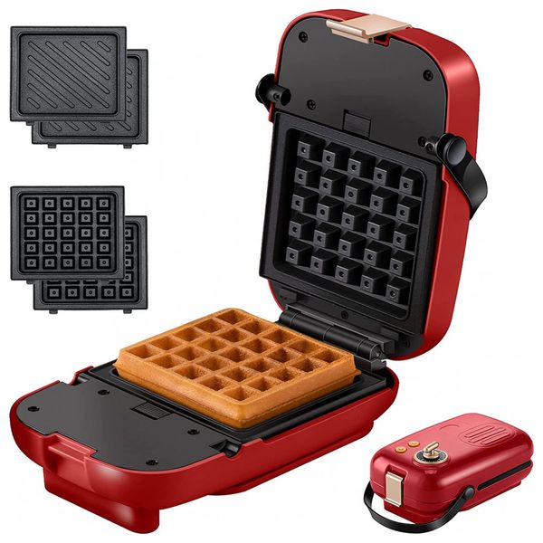 Auertech Máquina de Waffle Antiaderente, Aço Inoxidável, 110V, 650W, Branca