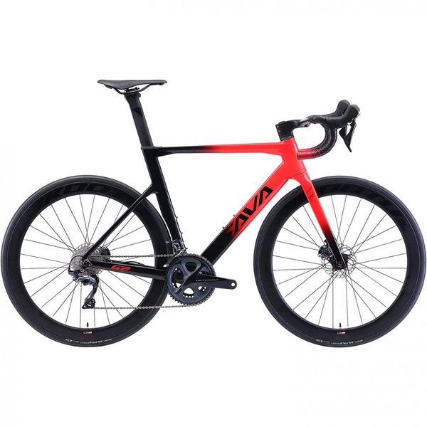 SAVADECK Bicicleta de Corrida com Freio a Disco Shimano em Fibra de Carbono, 22 Vel, 700C, Vermelha
