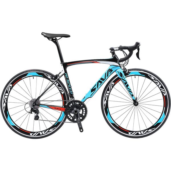 SAVADECK Bicicleta para Corrida com Fibra de Carbono 700C com 22 Velocidades, Ultraleve, Azul