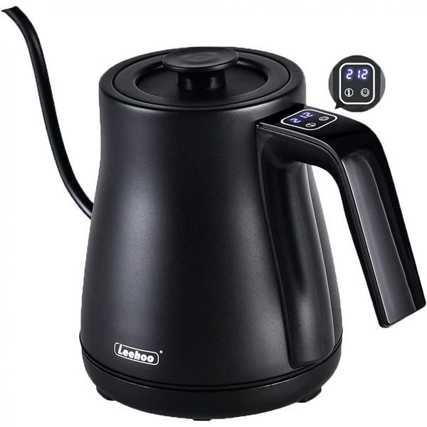 Chaleira Elétrica 800 mL com Controle Digital, Aço Inoxidável, 1000W, 110v, LEEHOO SN3812H DZ 08B, Preto