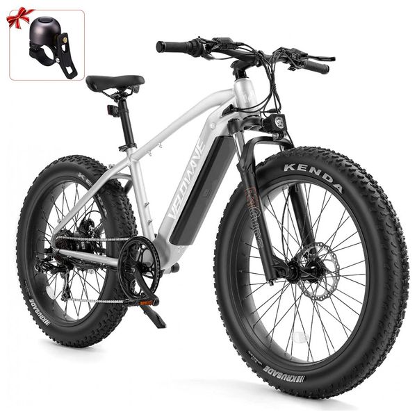 Bicicleta Elétrica Motorizada 7 Velocidades e 3 Modos, 750W, VELOWAVE, Cinza