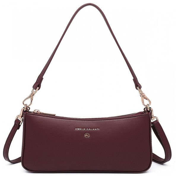 Bolsa Feminina de Ombro, Couro sintético, AMELIE GALANTI, Marrom Escuro